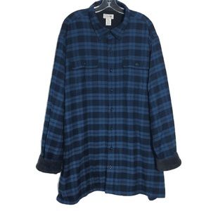 L.L.Bean Fleece Lined Plaid Flannel Shirt XXL